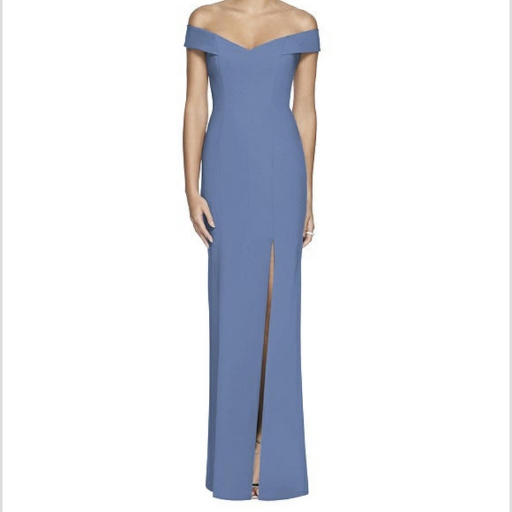 Off-the-Shoulder Criss Cross Back Trumpet Gown